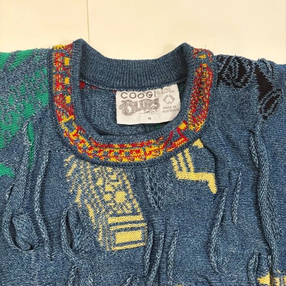 VTG Coogi Mens Size M 3D Heavy Knit Sweater Music Guitar Piano - Picture 3 of 10